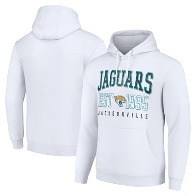 Unisex Starter White Jacksonville Jaguars Throwback Logo Pullover Hoodie