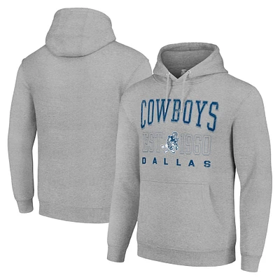 Unisex Starter Heather Gray Dallas Cowboys Throwback Logo Pullover Hoodie