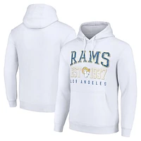 Unisex Starter White Los Angeles Rams Throwback Logo Pullover Hoodie