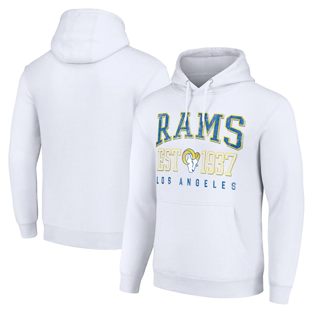 Unisex Starter White Los Angeles Rams Throwback Logo Pullover Hoodie