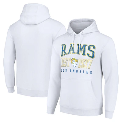 Unisex Starter White Los Angeles Rams Throwback Logo Pullover Hoodie