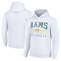 Unisex Starter White Los Angeles Rams Throwback Logo Pullover Hoodie