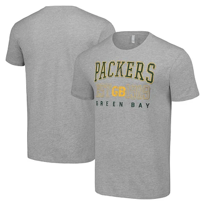 Men's Starter Heather Gray Green Bay Packers Throwback Logo T-Shirt