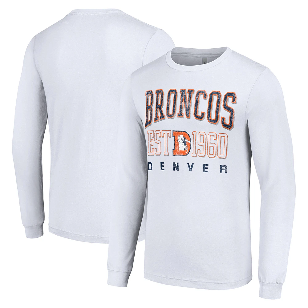 Men's Starter White Denver Broncos Throwback Logo Long Sleeve T-Shirt