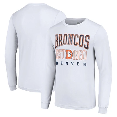 Men's Starter White Denver Broncos Throwback Logo Long Sleeve T-Shirt