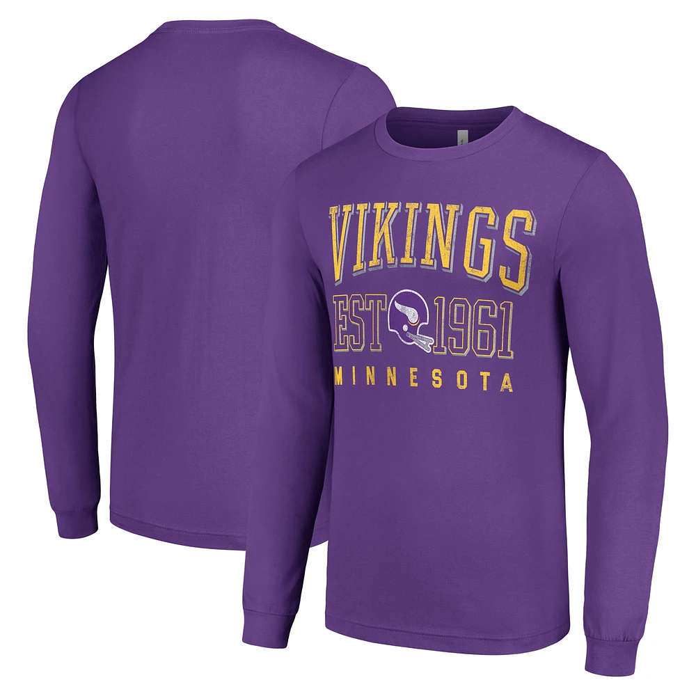Men's Starter Purple Minnesota Vikings Throwback Logo Long Sleeve T-Shirt