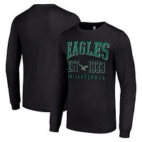 Men's Starter Black Philadelphia Eagles Throwback Logo Long Sleeve T-Shirt