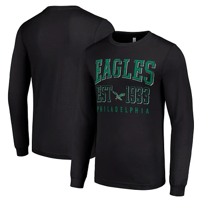 Men's Starter Black Philadelphia Eagles Throwback Logo Long Sleeve T-Shirt