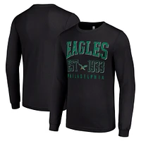 Men's Starter Black Philadelphia Eagles Throwback Logo Long Sleeve T-Shirt