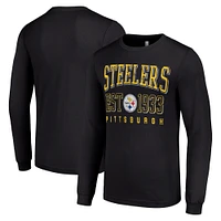 Men's Starter Black Pittsburgh Steelers Throwback Logo Long Sleeve T-Shirt