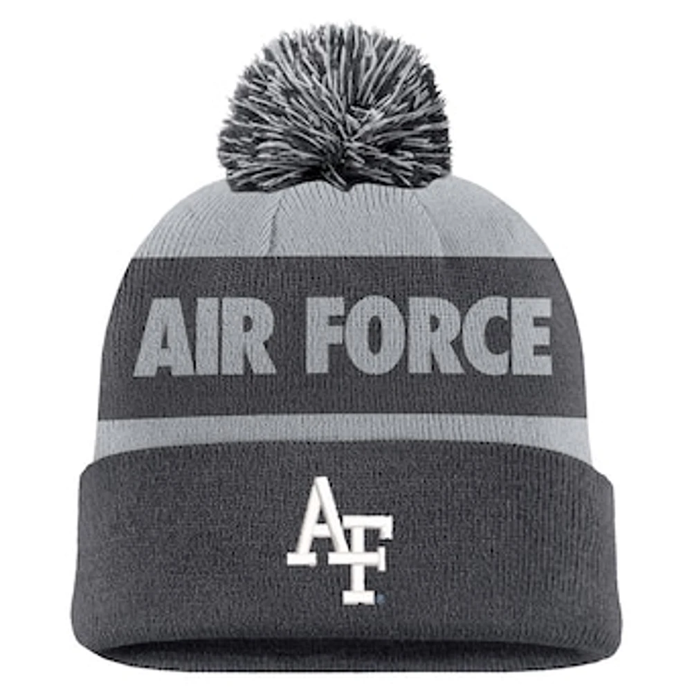 Men's Nike Charcoal Air Force Falcons Rivalry Shield Cuffed Knit Hat with Pom