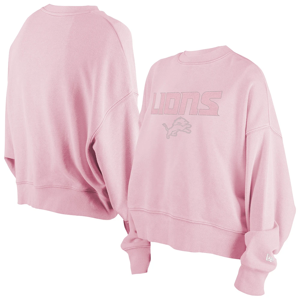 Women's New Era Pink Detroit Lions Cozy Pullover Sweatshirt