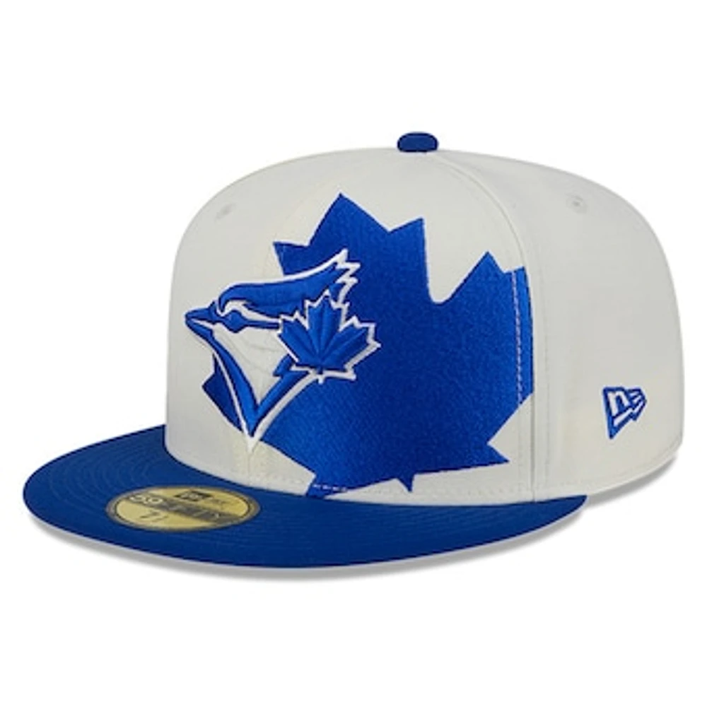 Men's New Era Cream/Royal Toronto Blue Jays Double Logo 59FIFTY Fitted Hat