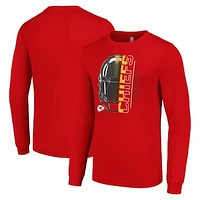 Men's Starter Red Kansas City Chiefs Half Helmet Logo Long Sleeve T-Shirt