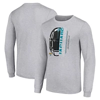 Men's Starter Heather Gray Jacksonville Jaguars Half Helmet Logo Long Sleeve Heathered T-Shirt