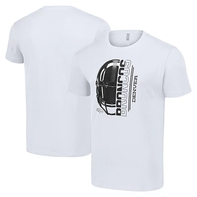 Men's Starter White Denver Broncos Half Helmet Logo T-Shirt
