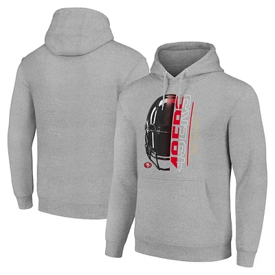 Unisex Starter Heather Gray San Francisco 49ers Half Helmet Logo Pullover Hoodie