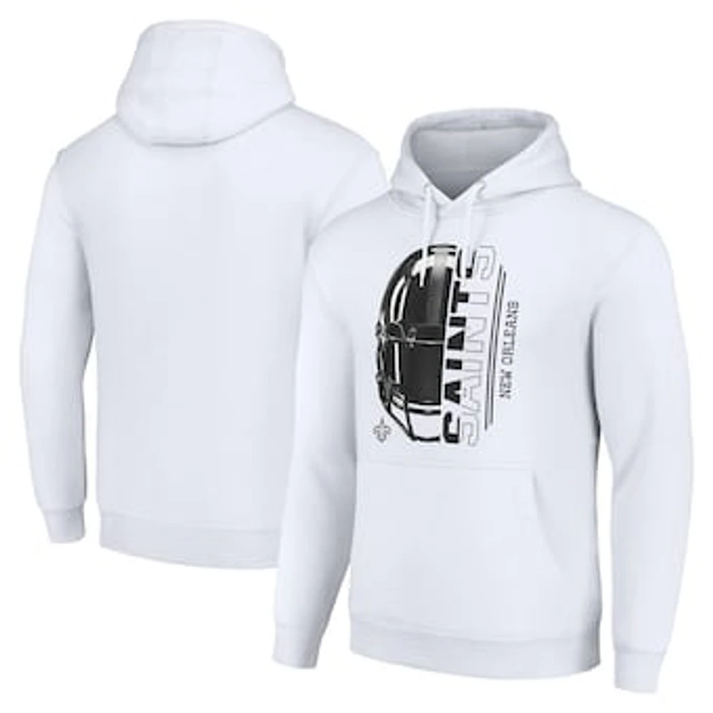 Unisex Starter White New Orleans Saints Half Helmet Logo Pullover Hoodie