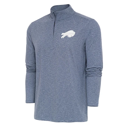 Men's Antigua Heather Navy Buffalo Bills Hunk Quarter-Zip Pullover Top