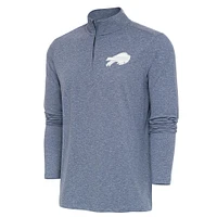 Men's Antigua Heather Navy Buffalo Bills Hunk Quarter-Zip Pullover Top