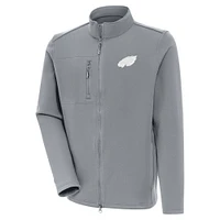 Men's Antigua Gray Philadelphia Eagles Objection Full-Zip Jacket