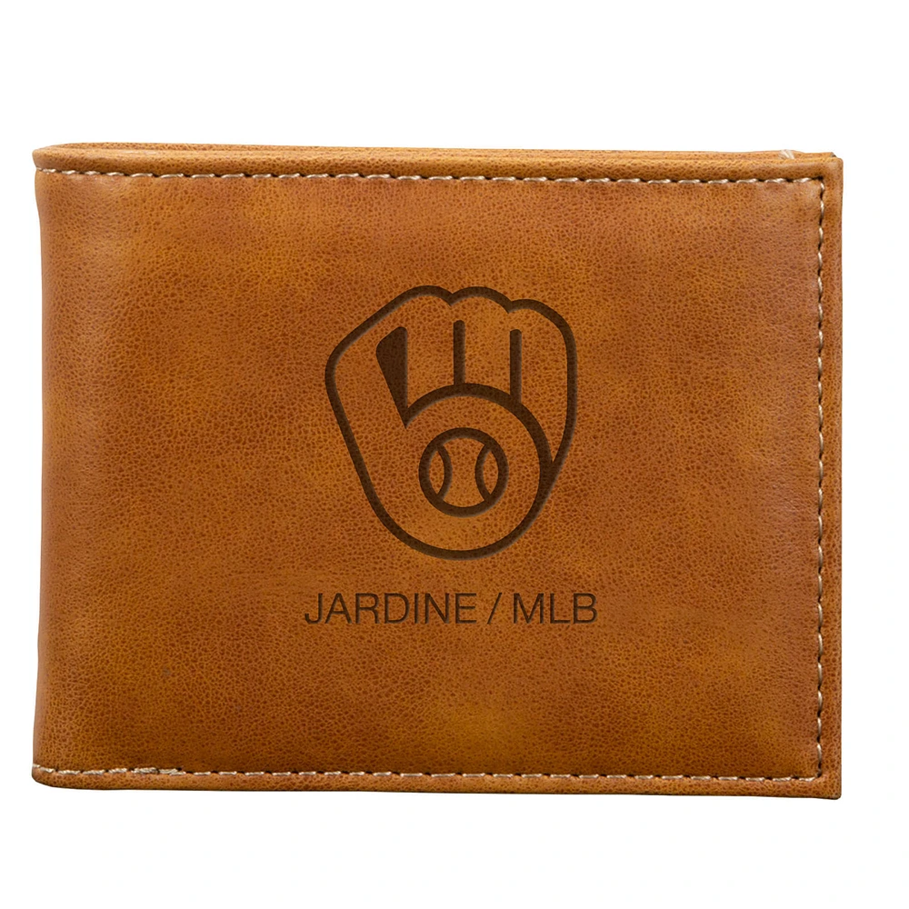 Brown Milwaukee Brewers Laser-Engraved Billfold Wallet