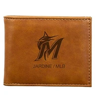 Brown Miami Marlins Laser-Engraved Billfold Wallet