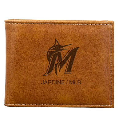 Brown Miami Marlins Laser-Engraved Billfold Wallet