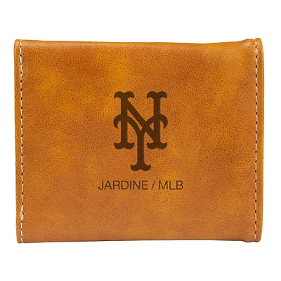 Brown New York Mets Laser-Engraved Trifold Wallet