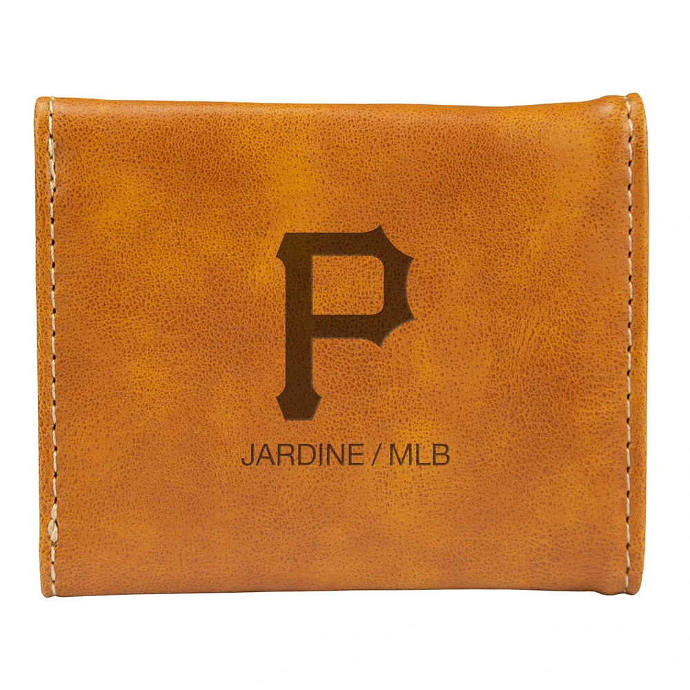 Brown Pittsburgh Pirates Laser-Engraved Trifold Wallet