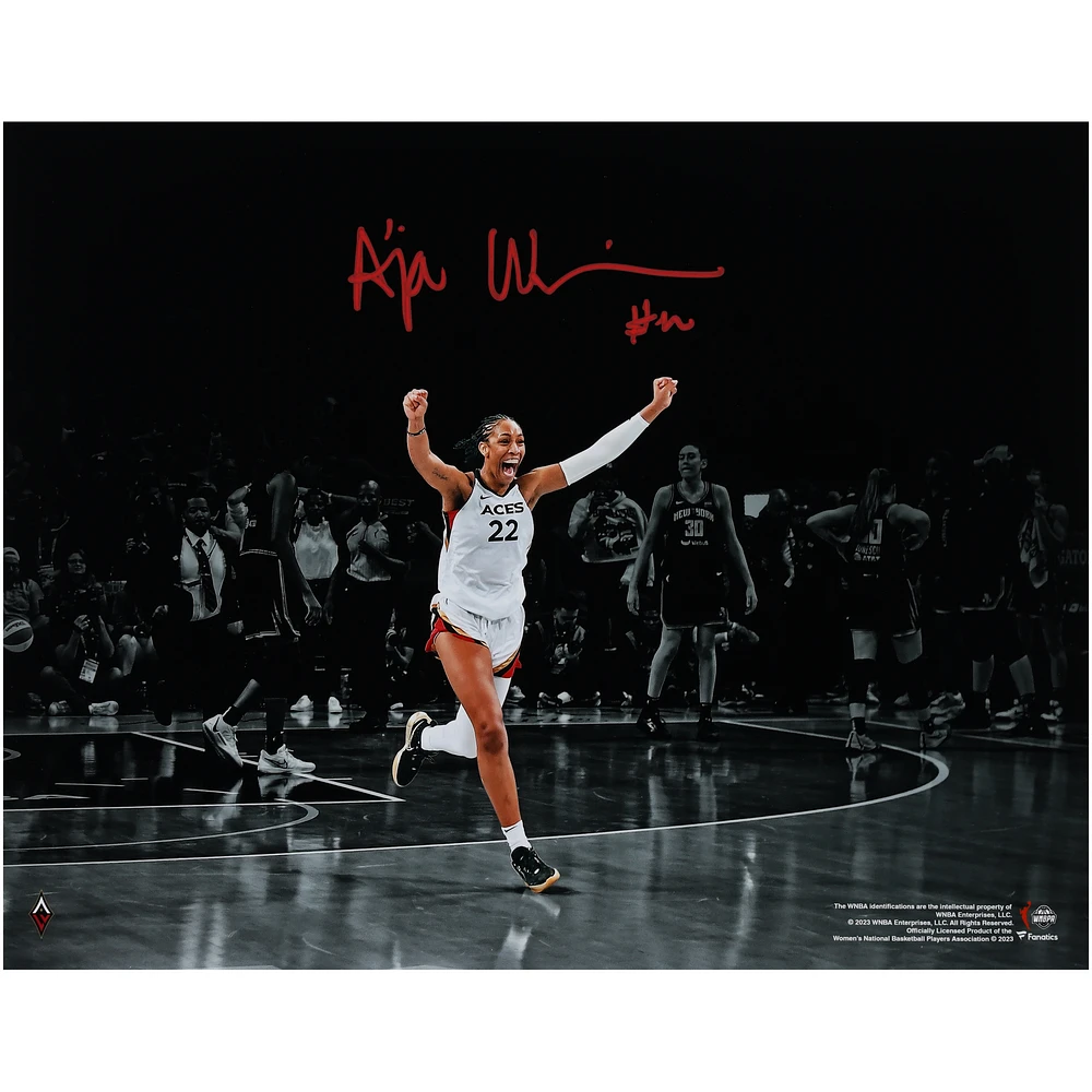 A'ja Wilson Las Vegas Aces Autographed 2023 WNBA Finals Celebration Photo