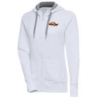 Women's Antigua  White Pepperdine Waves Victory Full-Zip Hoodie
