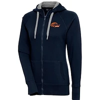 Women's Antigua  Navy Pepperdine Waves Victory Full-Zip Hoodie