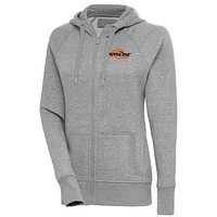 Women's Antigua  Heather Gray Pepperdine Waves Victory Full-Zip Hoodie