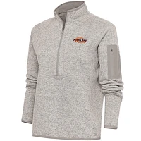 Women's Antigua  Oatmeal Pepperdine Waves Fortune Half-Zip Pullover Jacket
