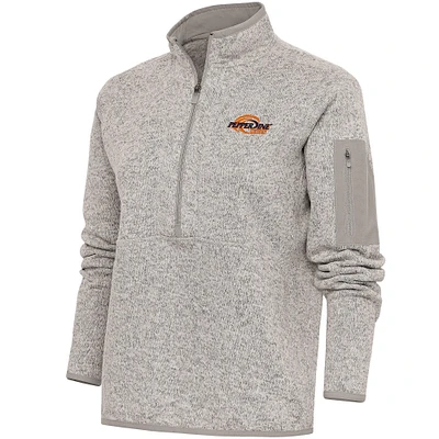 Women's Antigua  Oatmeal Pepperdine Waves Fortune Half-Zip Pullover Jacket