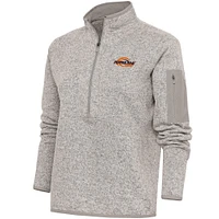 Women's Antigua  Oatmeal Pepperdine Waves Fortune Half-Zip Pullover Jacket
