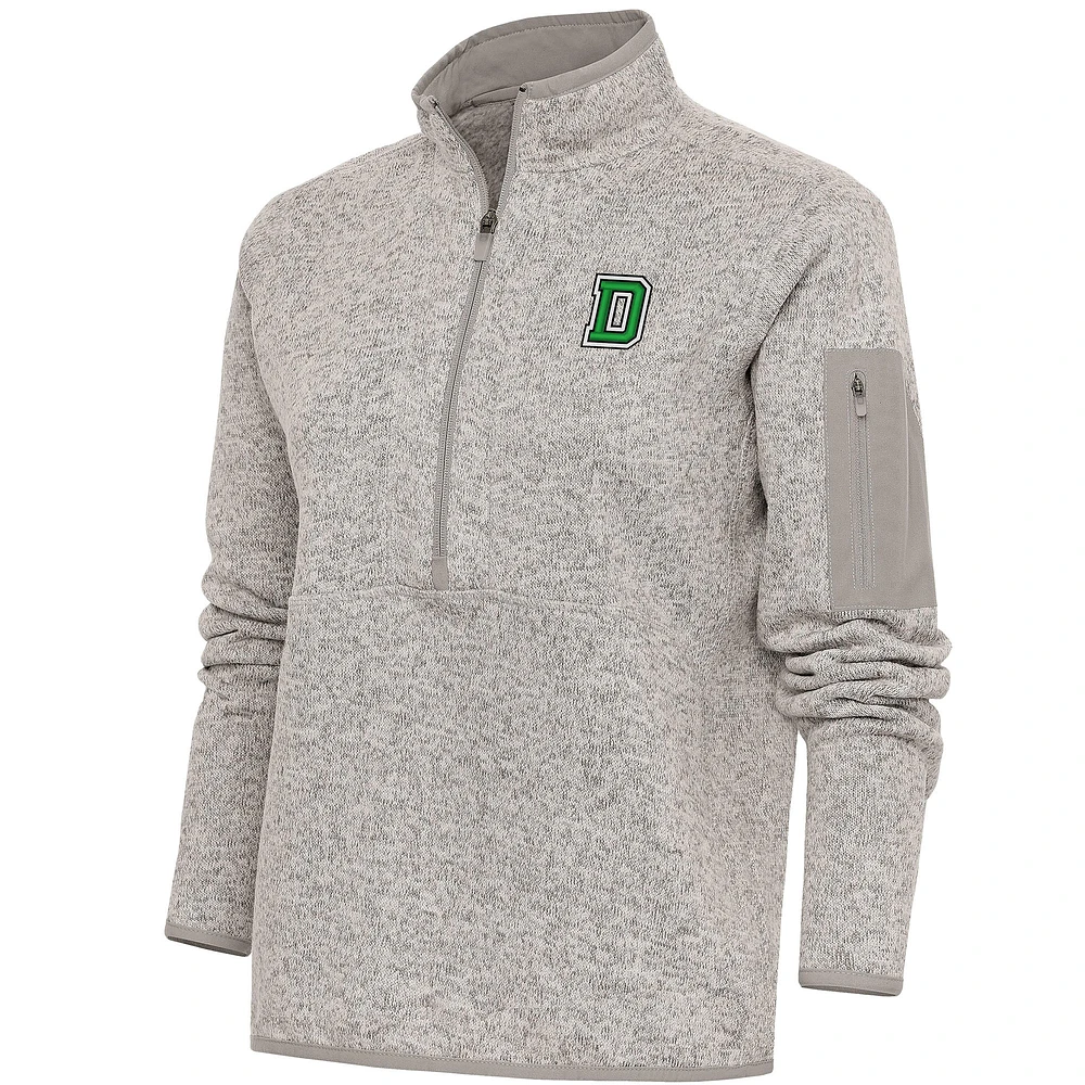 Women's Antigua Oatmeal Dartmouth Big Green Fortune Half-Zip Pullover Jacket