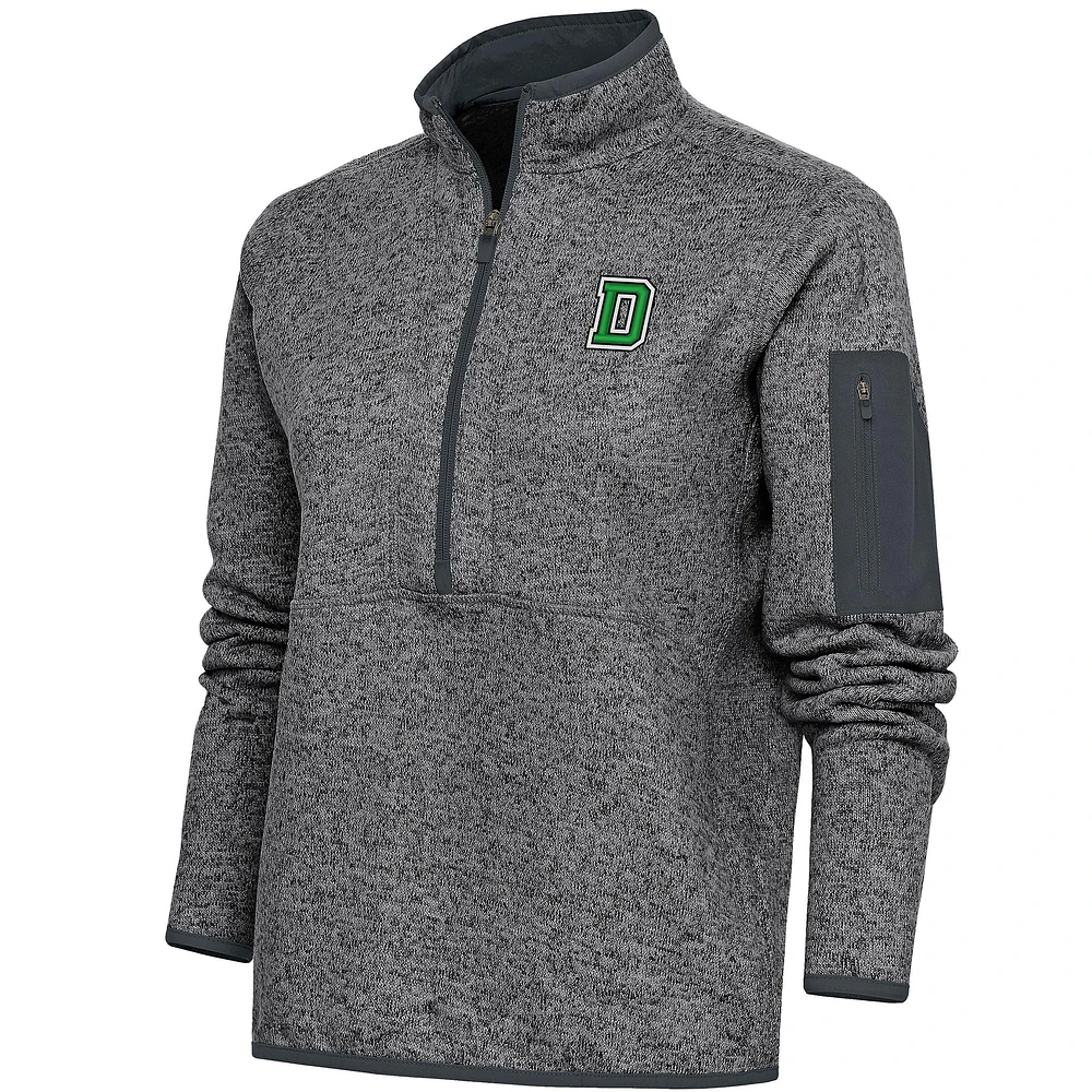 Women's Antigua Heather CharcoalDartmouth Big Green Fortune Half-Zip Pullover Jacket