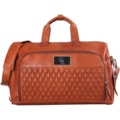 Tan Colorado Rockies Color Logo Plate Bell Canyon Zurich Leather Duffel