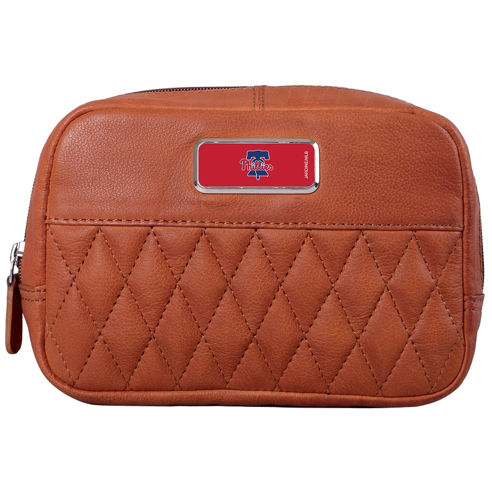 Tan Philadelphia Phillies Color Logo Plate Brea Canyon Zurich Leather Cross Body Bag