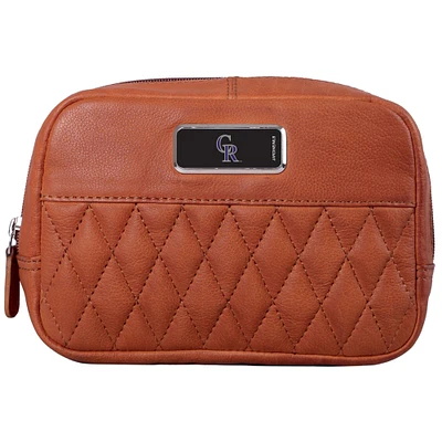 Tan Colorado Rockies Color Logo Plate Brea Canyon Zurich Leather Cross Body Bag