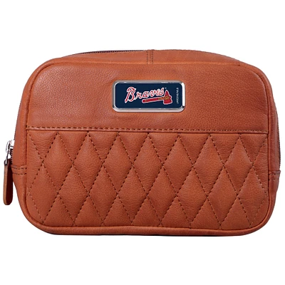 Tan Atlanta Braves Color Logo Plate Brea Canyon Zurich Leather Cross Body Bag