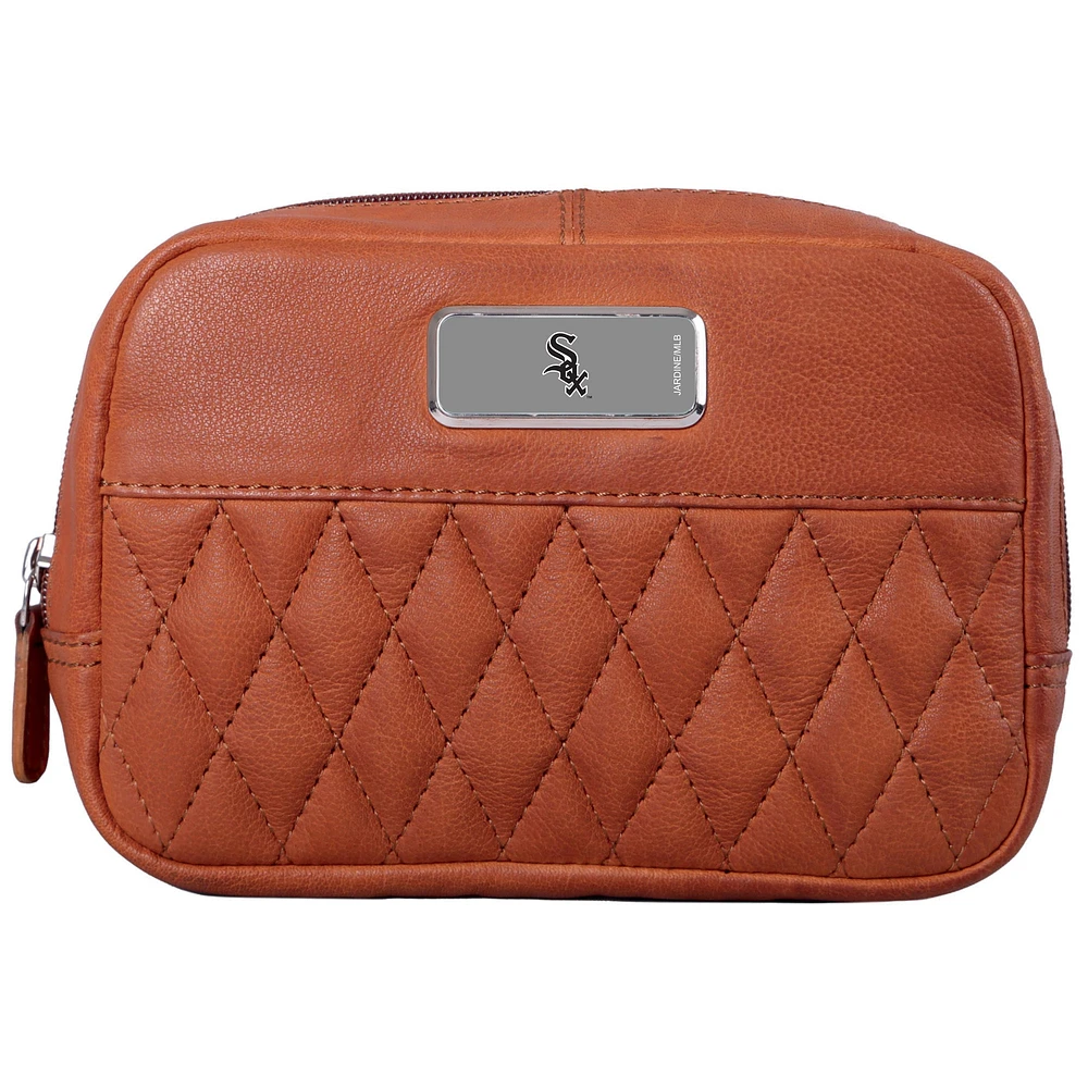 Tan Chicago White Sox Color Logo Plate Brea Canyon Zurich Leather Cross Body Bag
