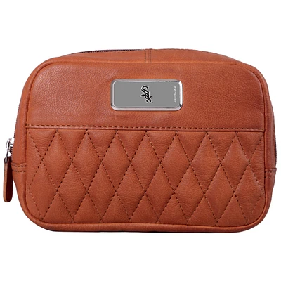 Tan Chicago White Sox Color Logo Plate Brea Canyon Zurich Leather Cross Body Bag