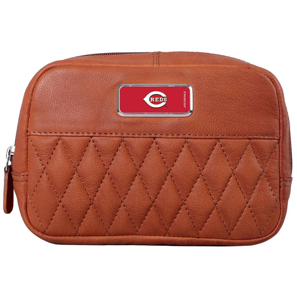 Tan Cincinnati Reds Color Logo Plate Brea Canyon Zurich Leather Cross Body Bag