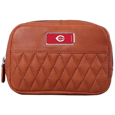 Tan Cincinnati Reds Color Logo Plate Brea Canyon Zurich Leather Cross Body Bag