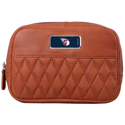 Tan Cleveland Guardians Color Logo Plate Brea Canyon Zurich Leather Cross Body Bag