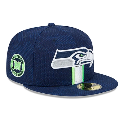 Men's New Era  College Navy Seattle Seahawks 2024 Sideline 59FIFTY Fitted Hat