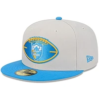 Men's New Era Stone/Powder Blue Los Angeles Chargers 2024 Sideline Historic 59FIFTY Fitted Hat